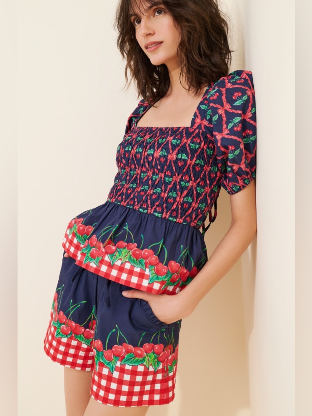 Damson Madder Allegra Blouse and Cherry Pull-on Shorts